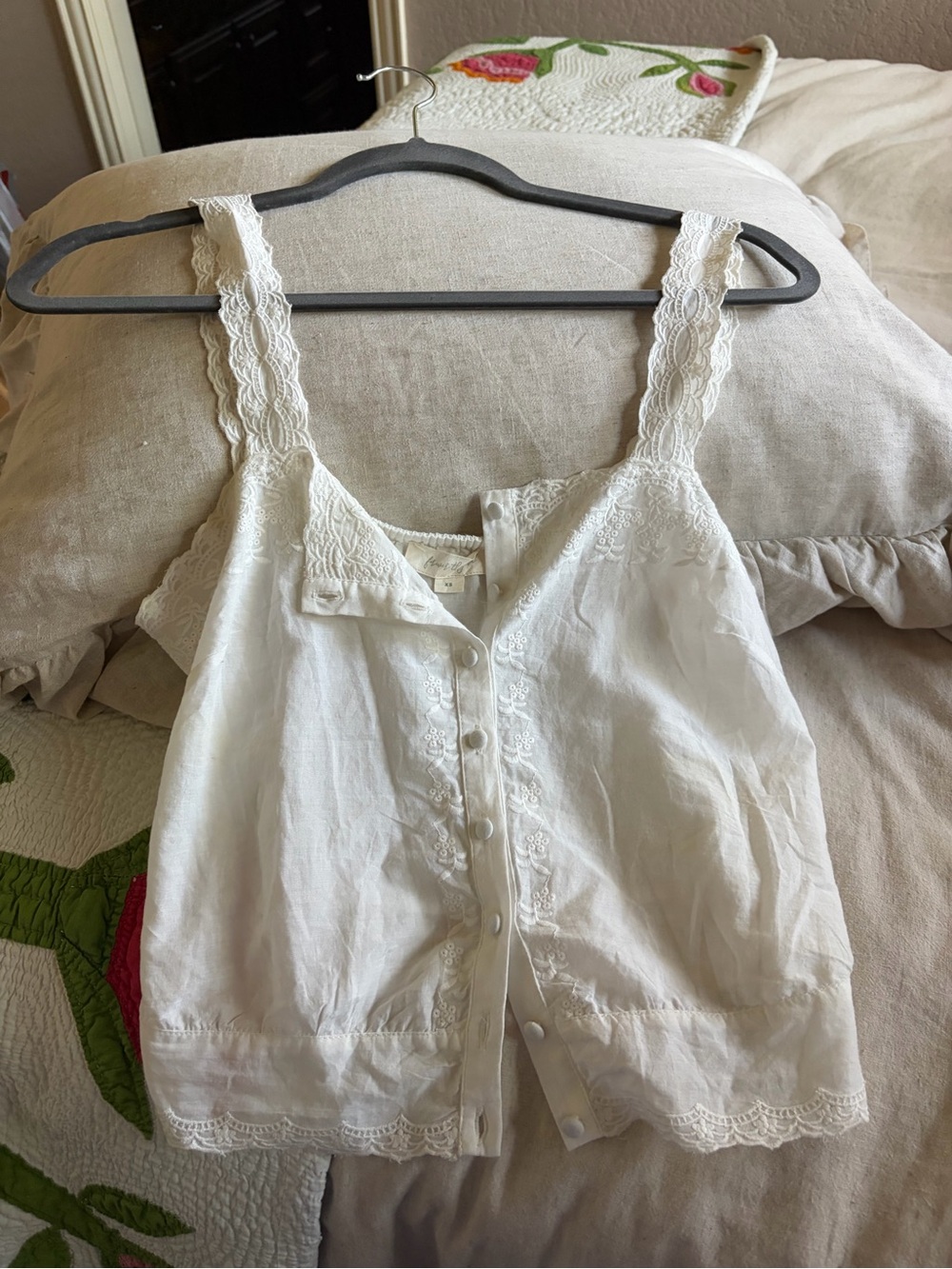 Anthropologie Forever that Girl Lace Button-FrontTank Top